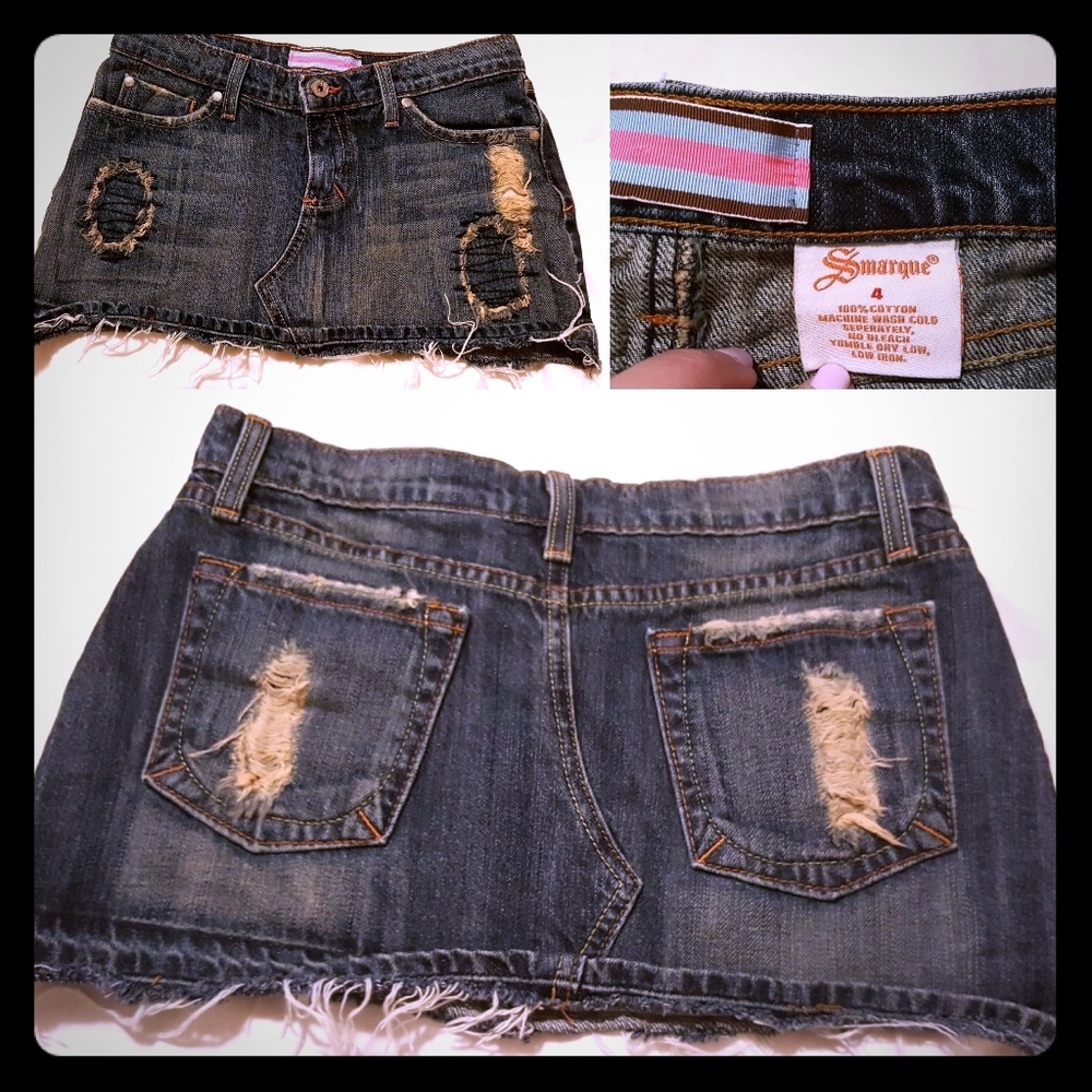 Smarque Distressed Denim Skirt. Size 4.